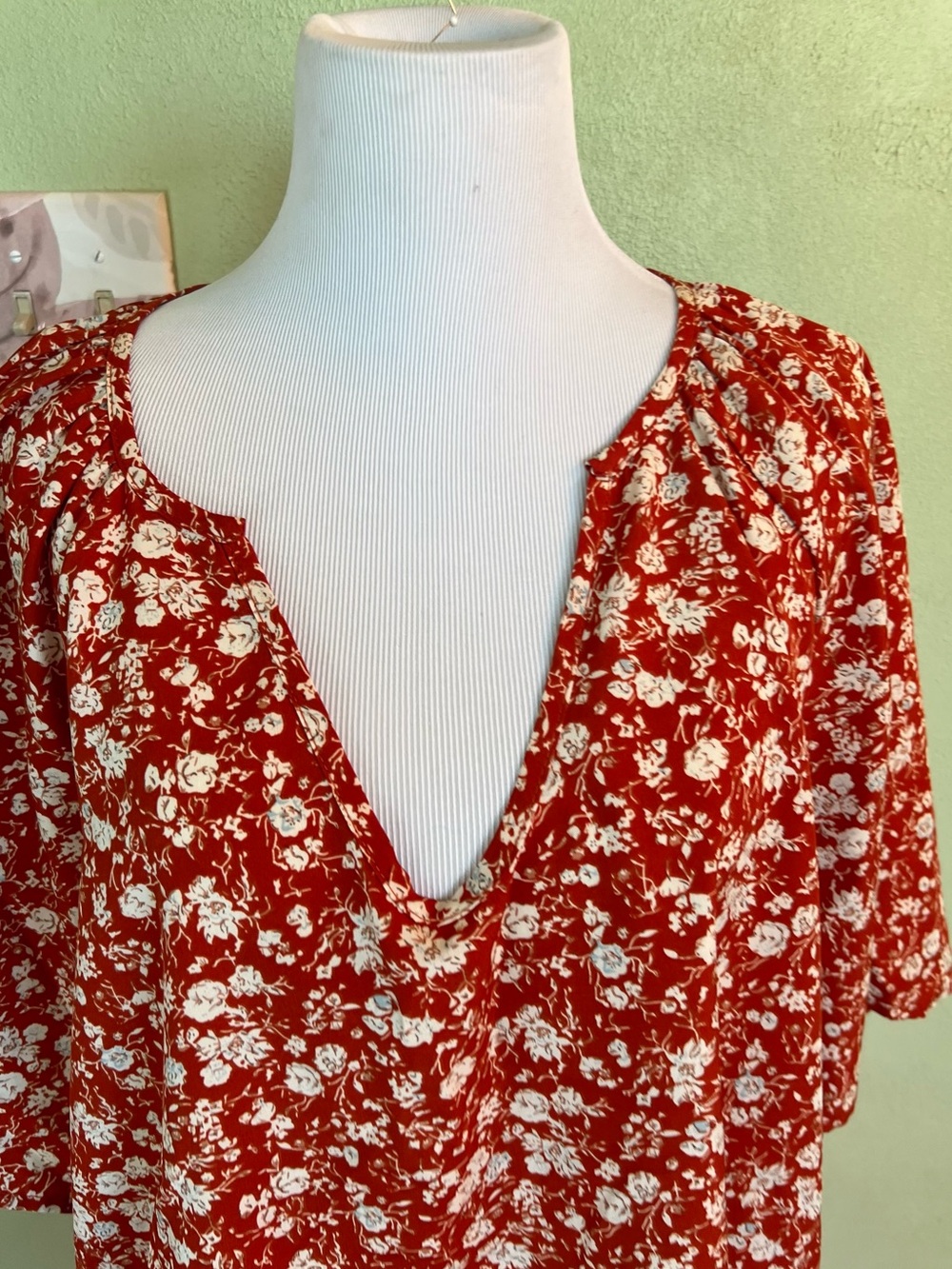 Source Unknown Orange Floral V-Neck Tunic Top - Picture 2 of 5